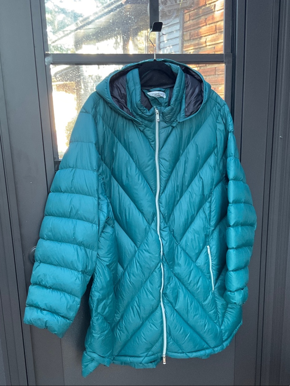Penningtons Teal Hooded Down pQuilted Puffer Coat